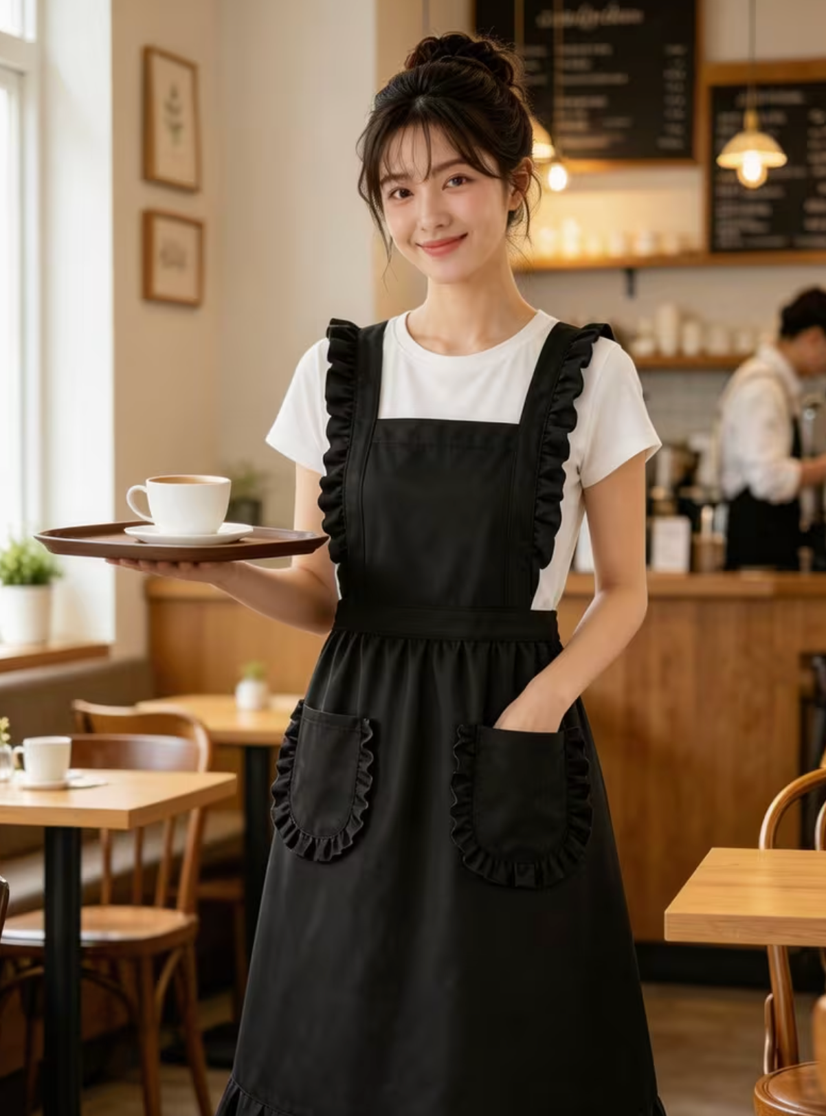 Ruffled Shoulder Apron