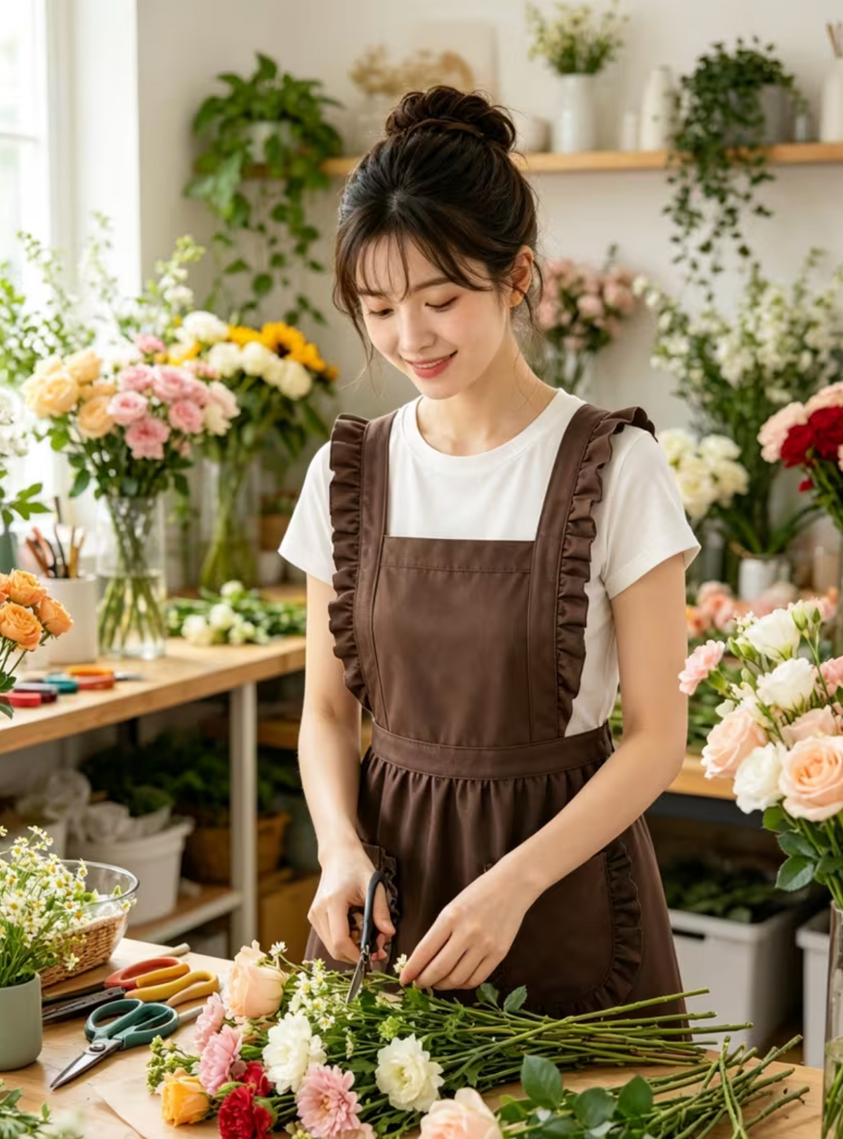 Ruffled Shoulder Apron